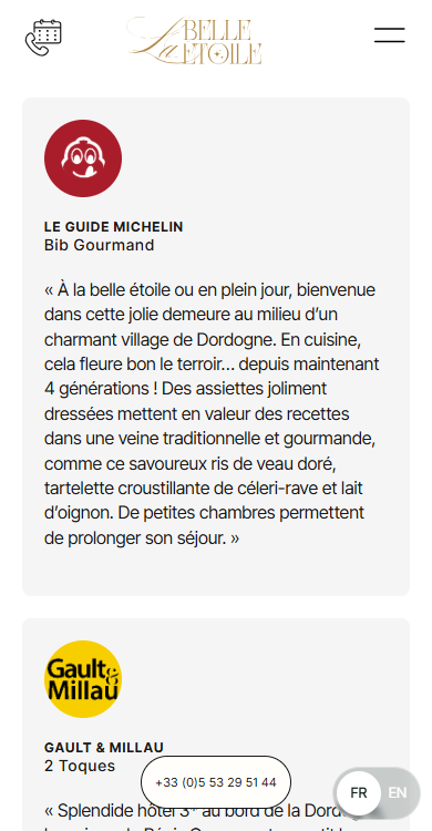 creation site internet restaurant dordogne belle etoile mobile 7